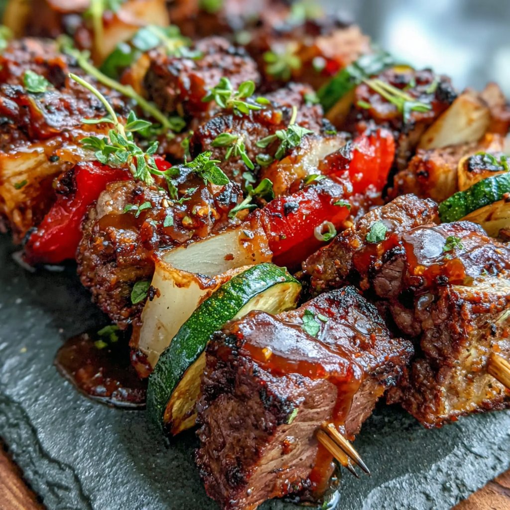 Savory Hamburger Vegetable Skewers