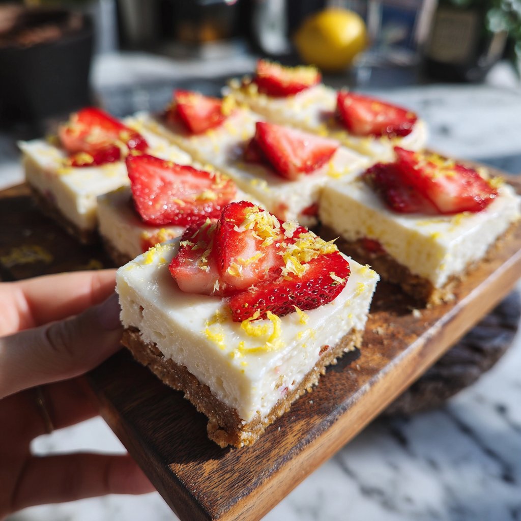 No-Bake Strawberry Lemon Cheesecake Bars