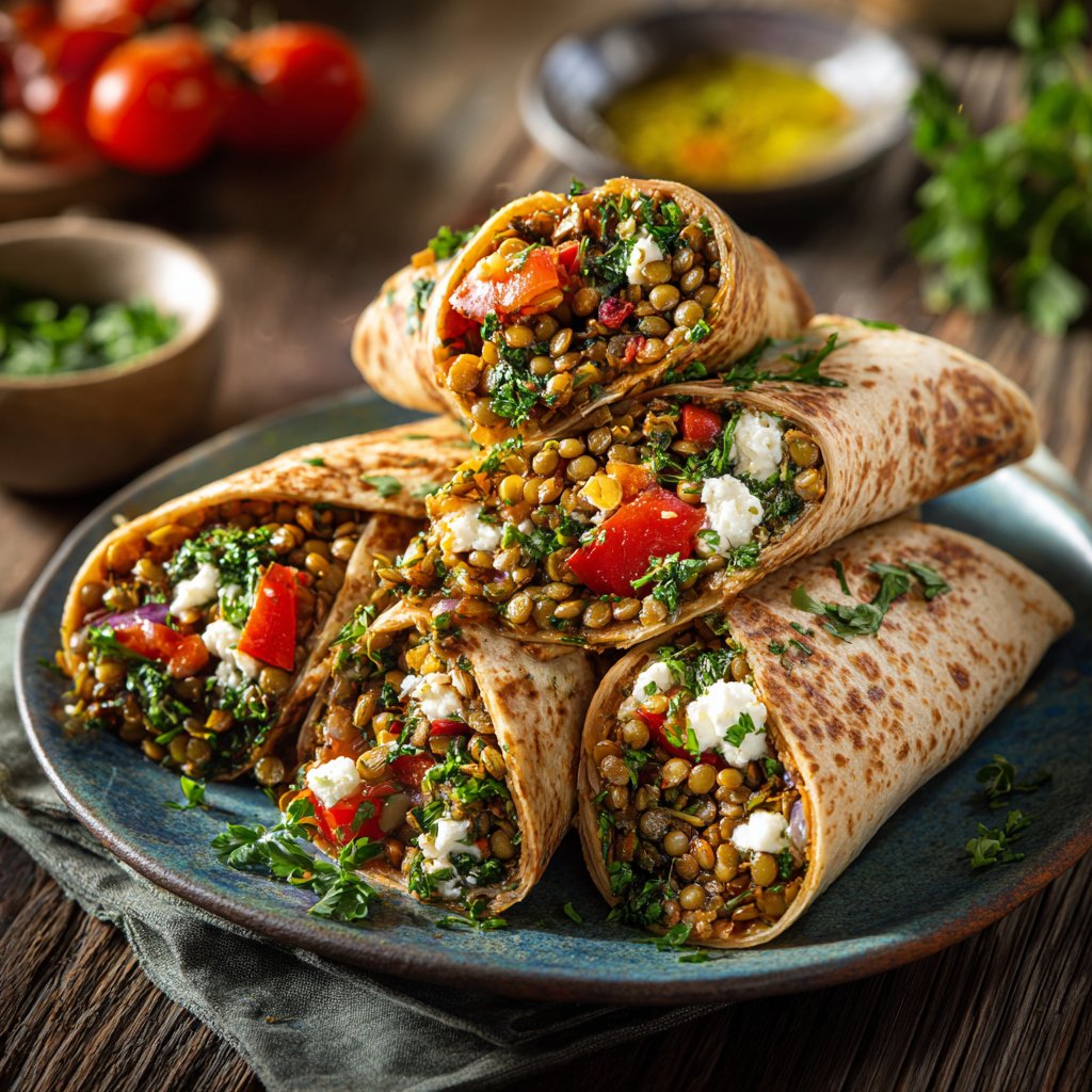 Mediterranean Lentil Salad Wraps